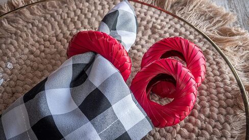 Napkin Rings Rustic Hand Woven Set of Colorful Ring Holder Coastal Tropical Beachy Napping Rings for Thanksgiving Xmas Wedding Everyday Dinning Table Parties (6X, Fucsia) in Saudi Arabia