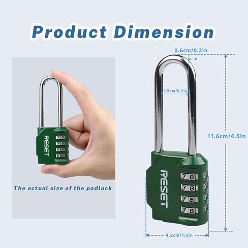 RESET-060 4 Digit Combination Padlock with 2.4 inch Long Shackle Combination Lock,Outdoor Waterproof Padlock,Indoor Padlock for School Locker, Gym Locker, Shed, Fence, Gate, Toolbox, Black in Kuwait