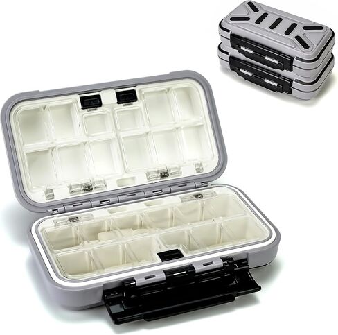 Fishing Tackle Box Bait Storage Case Hard Tackle Case Portable Hooks Lure Baits Storage Swivels Jigs Hooks Sinker for Vest Casting Fly Fishing (Grey Waterproof/1pcs) in Saudi Arabia