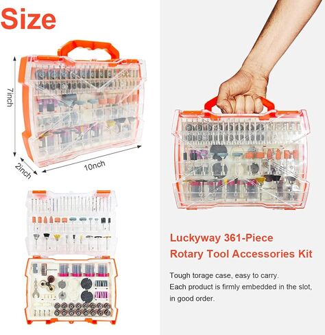 مجموعة ملحقات أدوات دوارة مكونة من 361 قطعة، مجموعات حفر وتلميع وطحن، مطحنة كهربائية بساق 1/8 بوصة، ملاءمة عالمية لسهولة القطع والطحن والصنفرة والشحذ والنحت والتلميع in Kuwait