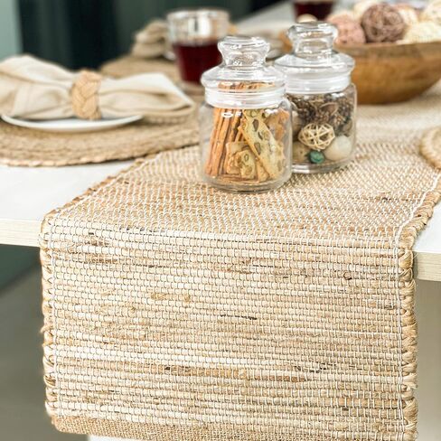 مفرش طاولة مجدول يدويًا من الجوت/القنب الطبيعي الصديق للبيئة من Chardin home، الحجم: 13 بوصة × 72 بوصة in Kuwait