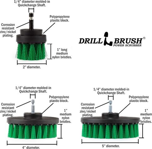 Ultra Stiff Drill Powered Cleaning Brush Set - Heavy Duty Industrial Stripping - Cordless Drill Power Scrubber Grill Brush for Household Cleaning Supplies - Rust Remover - No Wires - BBQ Grill Brush in Saudi Arabia