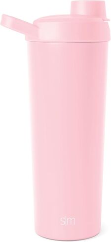 زجاجة رج بسيطة وحديثة من الفولاذ المقاوم للصدأ مع كرة سعة 24 أونصة | كوب معدني معزول لخلطات البروتين والمخفوقات وما قبل التمرين | مجموعة التجمع | لافندر كهربائي in Kuwait