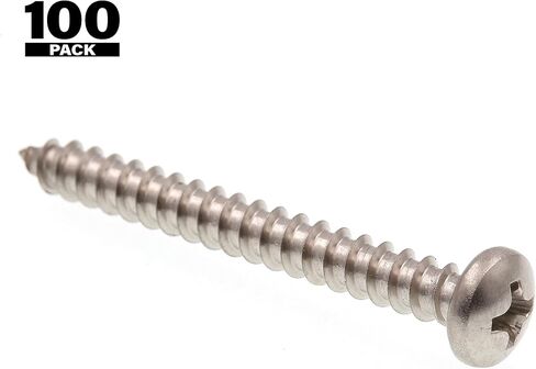 Prime-Line 9019928 Sheet Metal Screw, Self-Tapping, Pan Head Phillips, #8 X 1-1/2 in, Grade 18-8 Stainless Steel, Pack of 25 in Saudi Arabia