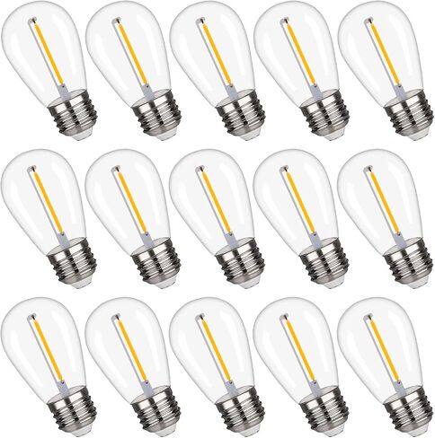 S14 Replacement LED Light Bulbs, Shatterproof & Waterproof 2W S14 LED Bulbs, Outdoor String Lights , E26 Base Patio Edison LED Light Bulbs, Warm White 2200K Plastic 150ML Non-Dimmable 15 Pack in Saudi Arabia