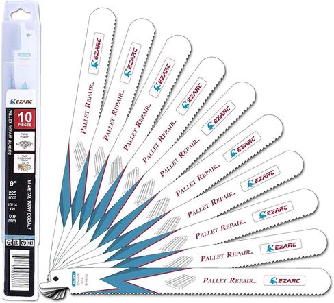 EZARC Reciprocating Saw Blades Set 9 Inch, Bi-Metal with Cobalt Nail Embedded Wood, Pallet Repair, Multi-Purpose Demolition Blades for Reciprocating/Sawzall Saws/Sabre Saws 10/14TPI (10-Pack) in Kuwait
