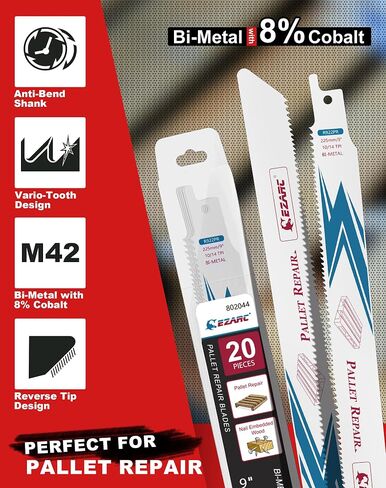 EZARC Reciprocating Saw Blades Set 9 Inch, Bi-Metal with Cobalt Nail Embedded Wood, Pallet Repair, Multi-Purpose Demolition Blades for Reciprocating/Sawzall Saws/Sabre Saws 10/14TPI (10-Pack) in Saudi Arabia