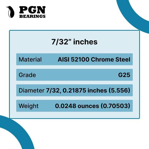 (100 Pieces) PGN - 7/32" Inch (0.21875") Precision Chrome Steel Bearing Balls G25 in Saudi Arabia