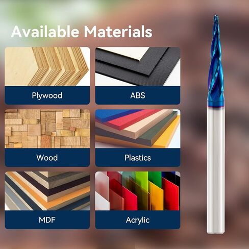 لقم توجيه CNC 1/4 عرقوب لولبية كروية أنف 2D و3D لقم نحت 5.4 درجة زاوية مدببة طرف كروي R0.8 1/4 "عرقوب 3" OVL لنقش نحت الخشب in Kuwait