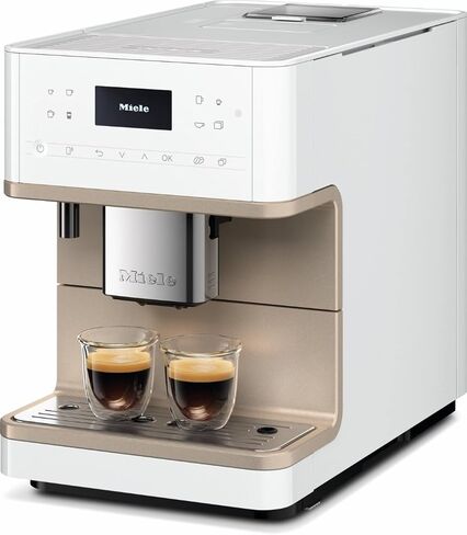 Miele CM 6160 MilkPerfection Automatic Coffee Machine - OneTouch for Two, AromaticSystem, 4 individual profiles, DoubleShot, WiFi-compatible, LED lighting, easy cleaning, in Lotus White in Kuwait