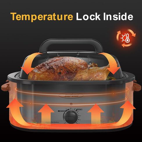 Sunvivi 14-Quart Electric Roaster Oven with Self-Basting Lid, Turkey Roaster Oven with Removable Pan and Rack, Stainless Steel, Silver in Saudi Arabia