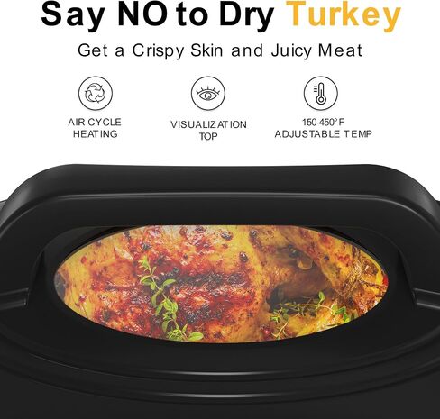 Sunvivi 14-Quart Electric Roaster Oven with Self-Basting Lid, Turkey Roaster Oven with Removable Pan and Rack, Stainless Steel, Silver in Saudi Arabia