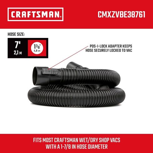 كرافتس مان CMXZVBE38762 1-1/4 انش خرطوم مكنسة كهربائية للاستخدام الرطب والجاف مقاس 6 قدم مناسب للاحتكاك لمكانس المتاجر in Saudi Arabia