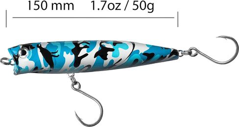 EnVish ProperPopper Camouflage Camo Top Water Popper Lure for Surf Casting Pelagic GT King/Mackerel/Wahoo/Mahi Mahi/Tuna and Northern Pike/Walleye or Huge Musky in Saudi Arabia