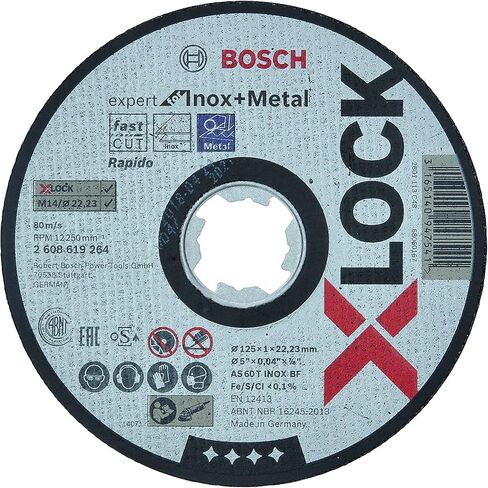 Bosch Professional 2608619264 Straight Cutting Disc Expert (for INOX and Metal, X-Lock, Ø125 mm, Bore Diameter: 22.23 mm, Thickness: 1 mm) in Saudi Arabia