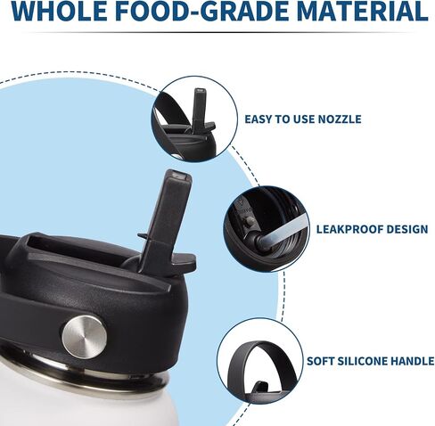 Auto Spout Lid with Button Lock, Replacement Flip Lid of 2.22" Diameter Fits Wide Mouth, Leak- Proof Bottle Accessories with Big Handle Easy to Carry in Saudi Arabia