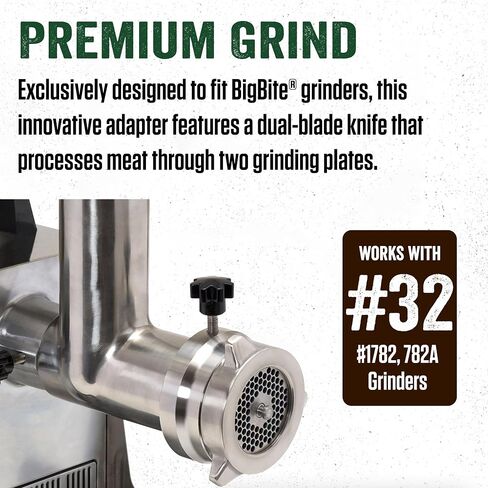 منتجات LEM رقم 12، محول DualGrind، ملحق مفرمة اللحم من الفولاذ المقاوم للصدأ، مثالي للاستخدام المتكرر in Kuwait
