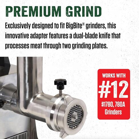 منتجات LEM رقم 12، محول DualGrind، ملحق مفرمة اللحم من الفولاذ المقاوم للصدأ، مثالي للاستخدام المتكرر in Kuwait