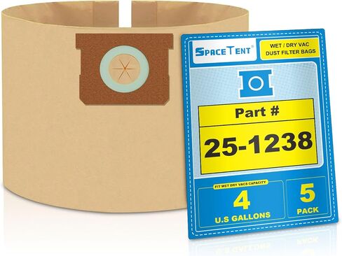 3 Pack Vacuum Filter Bags compatible with Stanley and PorterCable 4 Gallon Wet Dry Vacuum, Part # 25-1238 in Kuwait