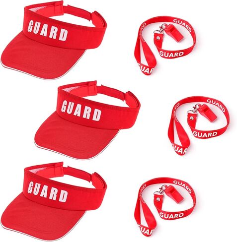 Guard Visor Hat Emergency Whistles with Lanyard Red Guard Hat Sun Visor Caps for Men and Women Costume Accessories in Kuwait