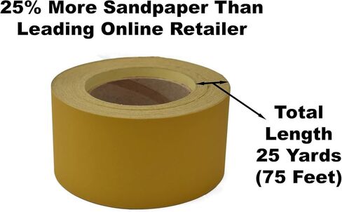 Gritly - PSA Gold Longboard Sandpaper Roll 25 Yard Long, 2-3/4" Wide - Adhesive Backed Sandpaper Roll for Woodworking, Automotive, Hand Sanding Blocks (80 Grit) in Saudi Arabia