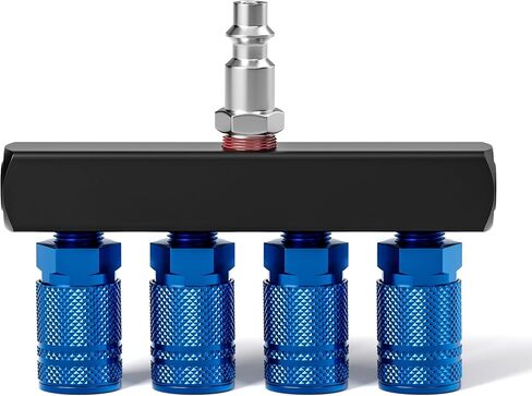 TAISHER 3-Way Straight Air Manifold 4 Ports Aluminum Industrial Pneumatic Air Compressor Quick Connect Socket In Line Type Air Hose Splitter with 3 Couplers and 1/4" Male NPT Plug in Saudi Arabia