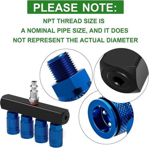TAISHER 3-Way Straight Air Manifold 4 Ports Aluminum Industrial Pneumatic Air Compressor Quick Connect Socket In Line Type Air Hose Splitter with 3 Couplers and 1/4" Male NPT Plug in Saudi Arabia