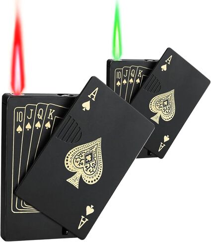 2 Pack Jet Torch Lighter Ace Card Lighter Green Flame Refillable Butane Lighter Ace of Spades Cool Lighter Adjustable Windproof Poker Lighter (Without Gas) in Saudi Arabia