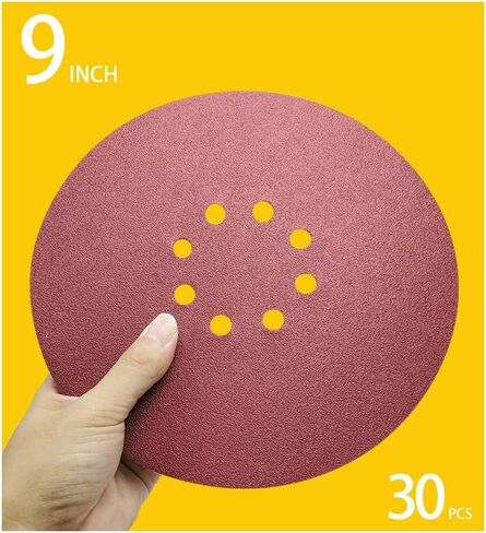 9 Inch Sanding Discs 30 PCS Assorted Hook and Loop 9 in 8 Hole Sandpaper Orbital Sander Pads 5 pcs of Each 80 100 150 180 240 400 Grit Orbital Sandpaper in Saudi Arabia