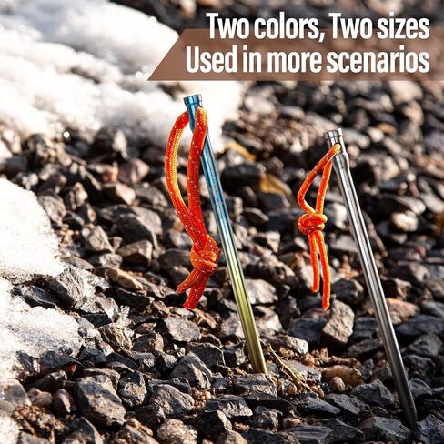 TITO Titanium Outdoor Camping Straight Nail Pegs Stakes with Size 5mm/6mm Pack of 6 (Colorful 5.0×165mm) in Saudi Arabia