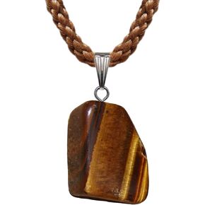 Miner's Horde – 18mm Tumbled Nugget – Tigers Eye, Golden Brown – Adjustable Cord – Mocha Brown, Stainless Steel, druzy-quartz in Kuwait