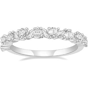 SHINYSO Silver Wedding Rings for Women Cubic Zirconia Eternity Ring CZ Thin Stacking Engagement Rings for Women Size 4-10