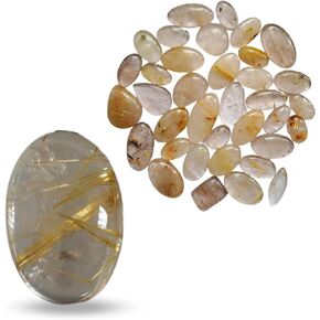 JAI GEMS 10 Pcs Natural Rutile Quartz Cabochon Gemstone Mix Shape, 21-36mm | wholesale Loose gems