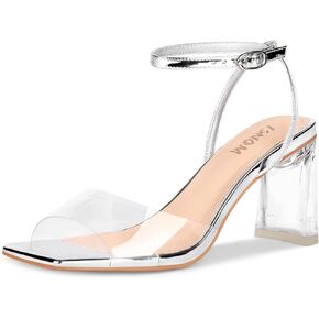 ISNOM Clear Rhinestone Heels for Women, Comfortable and Sassy, Suitable for All Occasions