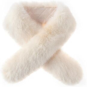 Gionforsy Faux Fur Shawl and Wrap for Women Winter Wedding Faux Fur Scarf for Bridal Bridesmaids