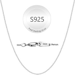 925 Sterling Silver Chain Necklace for Women Girls, 0.8mm Box Link Chain Necklace, Dainty Women Chain Necklaces 16/18/20/22/24 Inch for Mom Friend Daughter Grandma Birthday Valentine Christmas Party