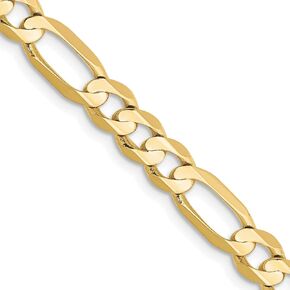 Solid 10k Yellow Gold 5.5mm Concave Open Figaro Chain -18.0" 20.0" 22.0" 24.0" 26.0"
