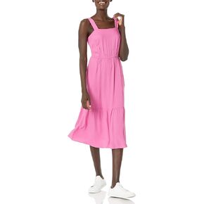Amazon Essentials Women's Fluid Twill Tiered Fit and Flare Dress