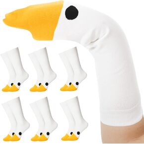 Coume 6 Pairs Funny Goose Head Socks Novelty Casual Puppets Crew Socks Animals Socks Gifts for Women Teens Girls