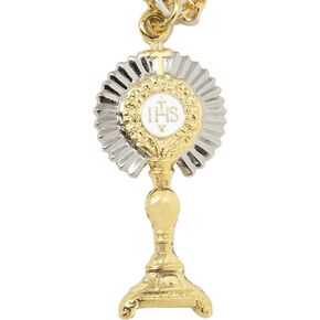 قلادة من الفضة الاسترليني عيار 14 قيراط من الفضة الاسترلينية IHS Monstrance من اتش ام اتش ريليجيوسام اف جي، 1 7/8 انش، فضة استرليني, فضة استرلينية in Kuwait