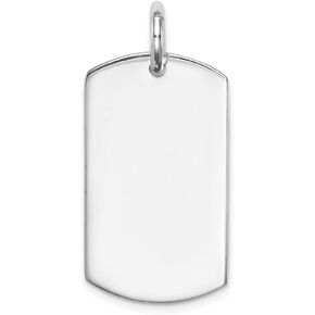 Solid 925 Sterling Silver Polished Dog Tag Customize Personalize Engravable Charm Pendant Jewelry Gifts For Women or Men (Length 1.29" Width 0.62")