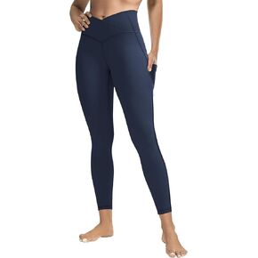 viehunt Womens Crossover Waist Workout Leggings Ankle Length High Waisted Athletic Gym Yoga Leggings with Pockets