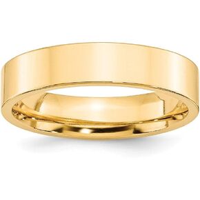 Solid 14k Yellow Gold 5mm Flat Comfort Fit Plain Classic Wedding Band Ring