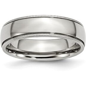 Solid Stainless Steel Grooved and Beaded 6mm Plain Classic Wedding Band Ring Comfort-Fit