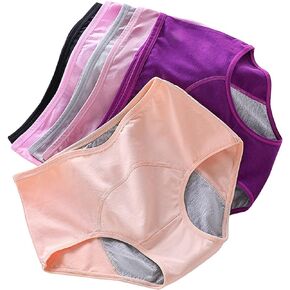 Cotton Leakproof Underwear for Women, Soft Middle Waisted Briefs, Breathable Stretch Panties, 6-Pack
