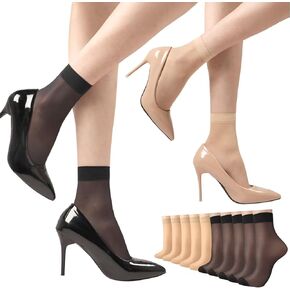 10 أزواج من الجوارب الشفافة جوارب من النايلون للنساء جوارب رقيقة للكاحل جوارب من الحرير الشفاف مع مقدمة معززة in Kuwait