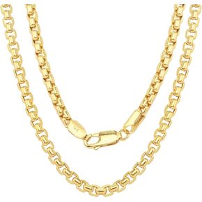 Nuragold 14k Yellow Gold 2.5mm Round Box Chain Venetian Link Pendant Necklace, Mens Womens Lobster Clasp 16" 18" 20" 22" 24" 26" 28" 30"