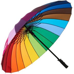 Variety To Go Rainbow Umbrella, Rainbow Umbrella Large, Pride Umbrella Compact, Windproof, Auto Open, 24K Rainbow Umbrella for Kids, Girls, Women, Men (Straight Handle)