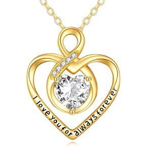 KECHO 14K Solid Gold Infinity Heart Necklace Pendant 14K Real Gold Valentine's Jewelry Anniversary Birthday Gifts for Women Girls
