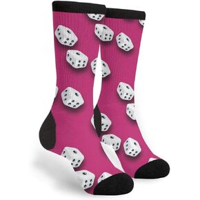 Lucky Dice Bunco Casino Game Night Men Women Casual Crazy Funny Athletic Fancy Novelty Graphic Crew Tube Socks Moisture Wicking Gift